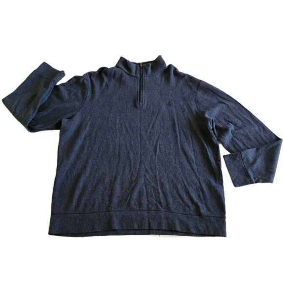 Polo Ralph Lauren Polo Sweater Mens XL Gray LS 1/4 Zip Mock Neck Classic Preppy - Picture 1 of 16